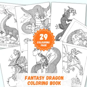 Dragon coloring book Etsy Cover